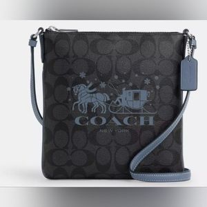 New! Mini Rowan File Bag in Signature Canvas w Horse and Sleigh